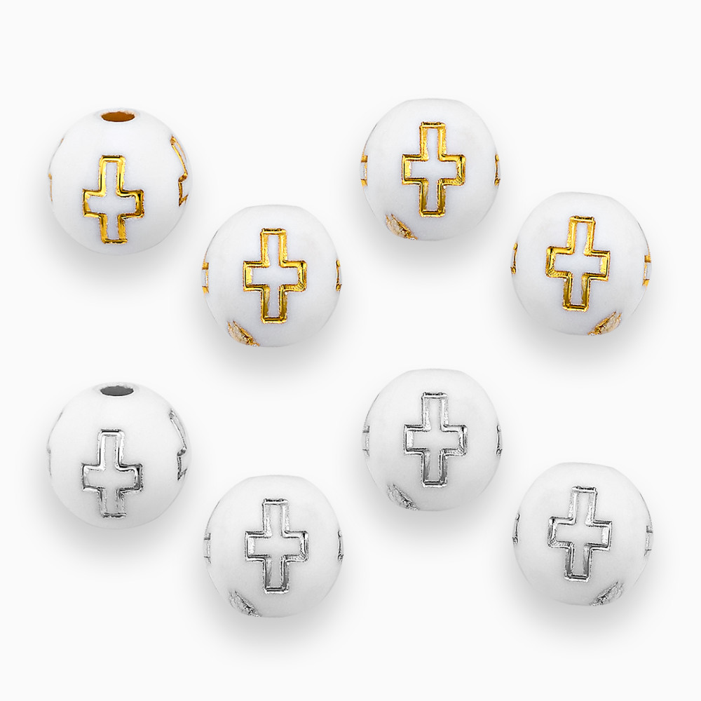 0326.26983 ΧΑΝΤΡΑ ΣΤΡΟΓΓΥΛΗ ΛΕΥΚΗ 8mm ΜΕ ΕΓΧΑΡΑΚΤΟ ΣΤΑΥΡΟ 