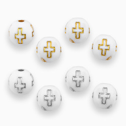 0326.26983 ΧΑΝΤΡΑ ΣΤΡΟΓΓΥΛΗ ΛΕΥΚΗ 8mm ΜΕ ΕΓΧΑΡΑΚΤΟ ΣΤΑΥΡΟ 